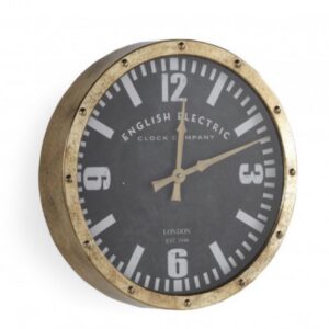 Reloj de pared metálico oro