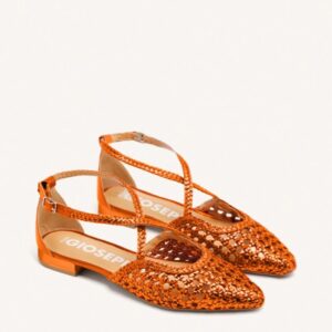 Bailarinas de piel con trenzado naranja