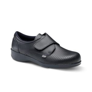 Zapato sanitario de piel azul picada