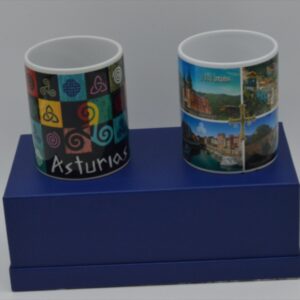 Taza con motivos asturianos o avilesinos