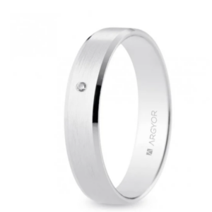 Alianza oro blanco con diamante satinada-brillo (5B40493D)