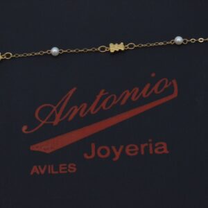 Pulsera de oro con perlitas y ositos