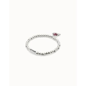 Pulsera Uno de 50 de bolas bañadas en plata de ley con cristal rosa