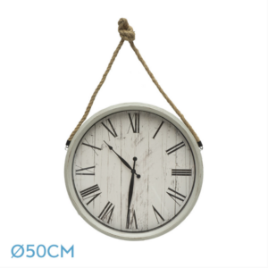 ArjonA Reloj De Pared Zaman Blanco 50d C/cuerda Agujas Espada