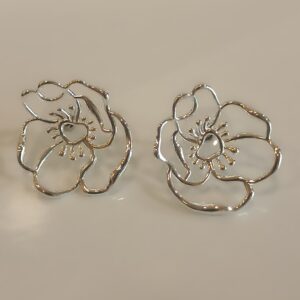 Pendientes plateados flor Pertegaz