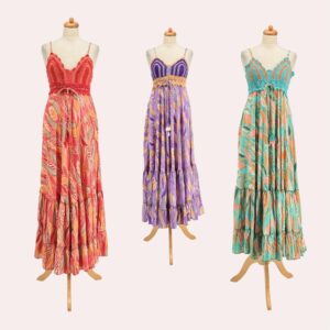 Vestido boho largo de crochet