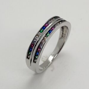 Sortija plata circonitas de colores.