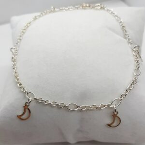 Pulsera Tobillera plata lunas.