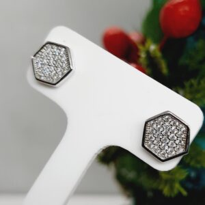 Pendientes exagono plata.