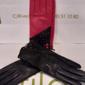 Elegantes Guantes de Piel para Mujer - Estilo Bicolor y Clásico